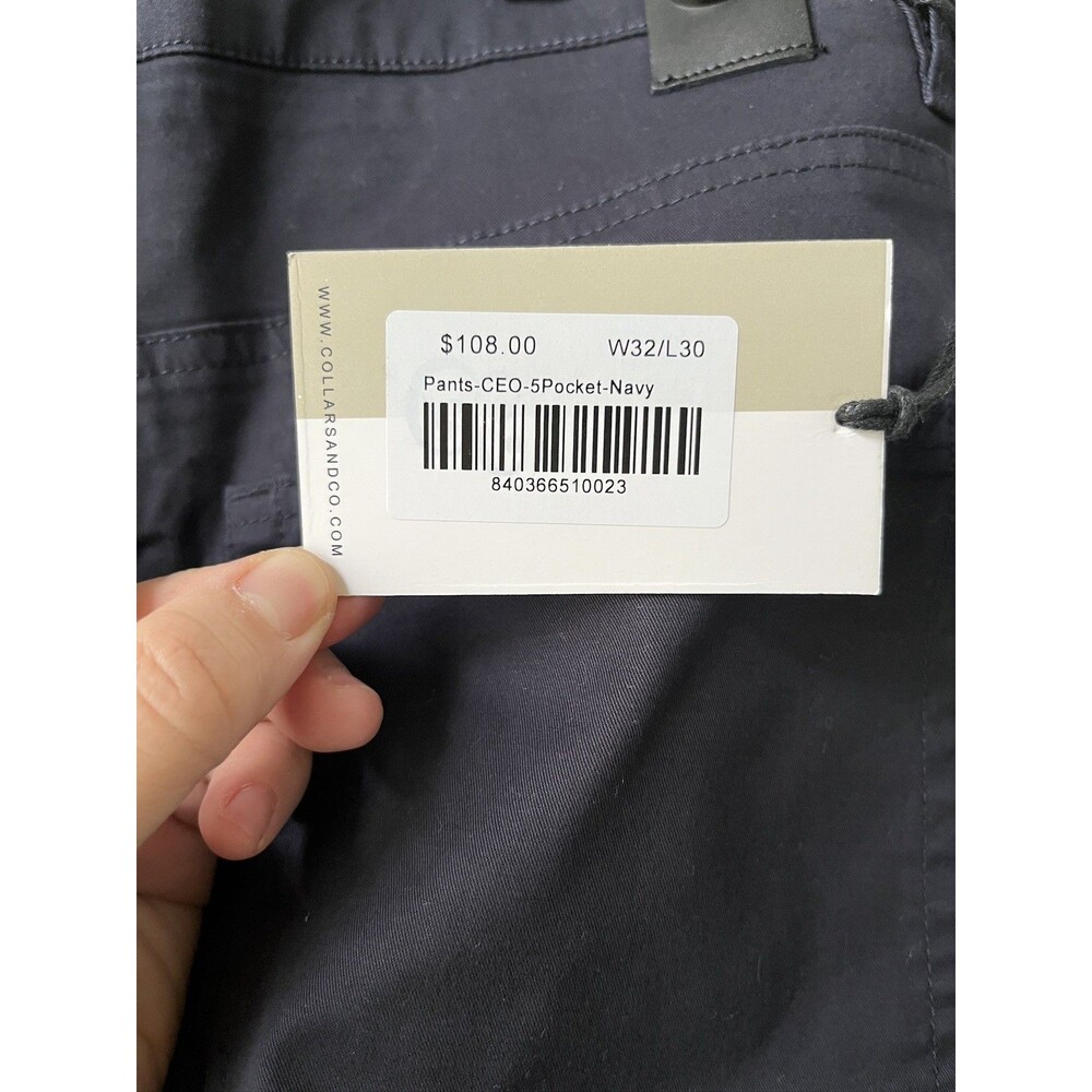 NEW Collars & Co CEO Chino Five Pocket Cotton Pants Navy Blue 32x30 Golf Work - Picture 6 of 11